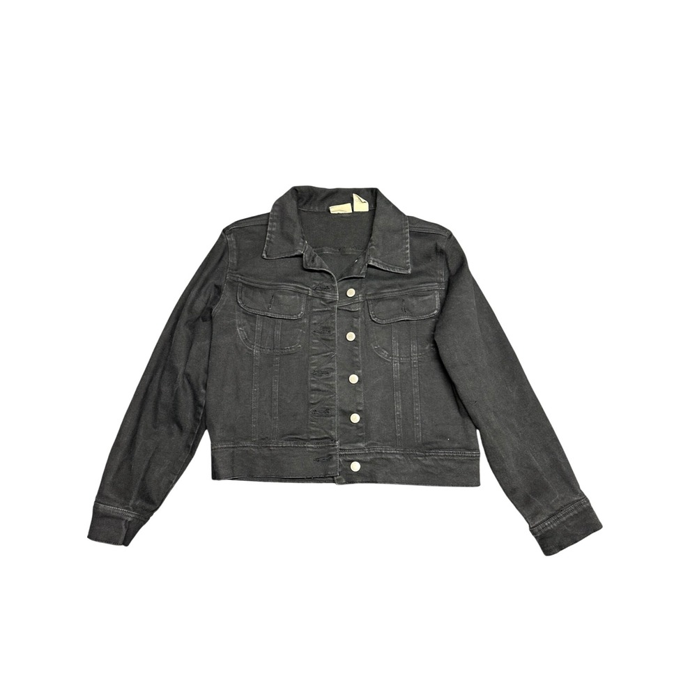 Vintage black denim jacket motorcycle western cowgirl staple gritty boho layer